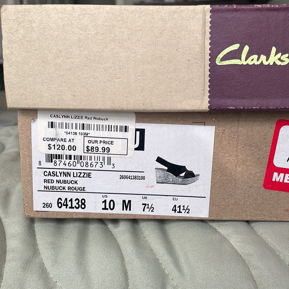 Women’s Size 10 Clark’s Turquoise Blue Cork Wedge Sandal NWOT - Picture 2 of 10